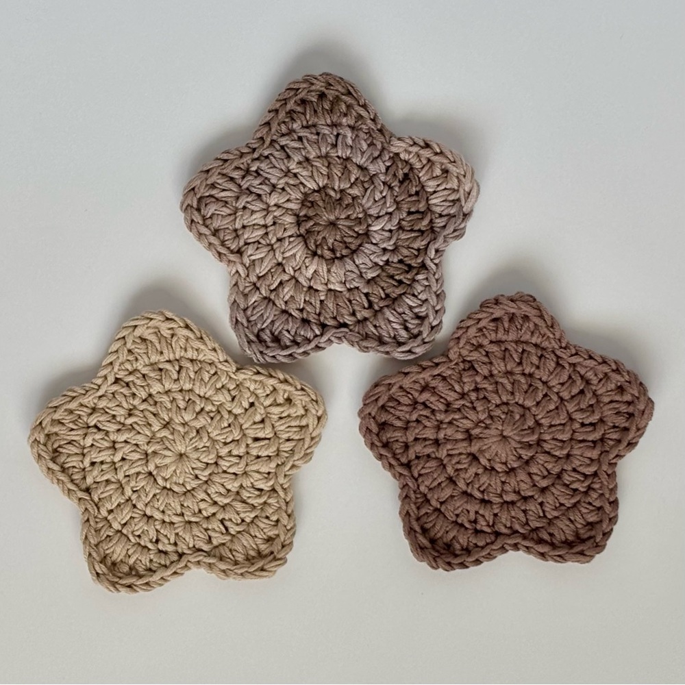 Set of 3 Star-Shaped Crochet Coasters